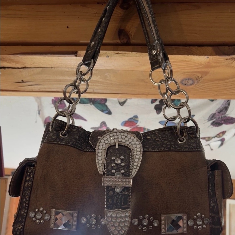 Montana West conceal/carry  Brown leather Shoulder Bag